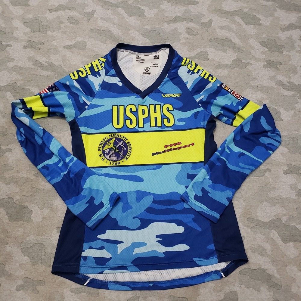 Verge Jersey Top Womens XS Blue V-Neck Pullover Elite Running Long Sleeve
